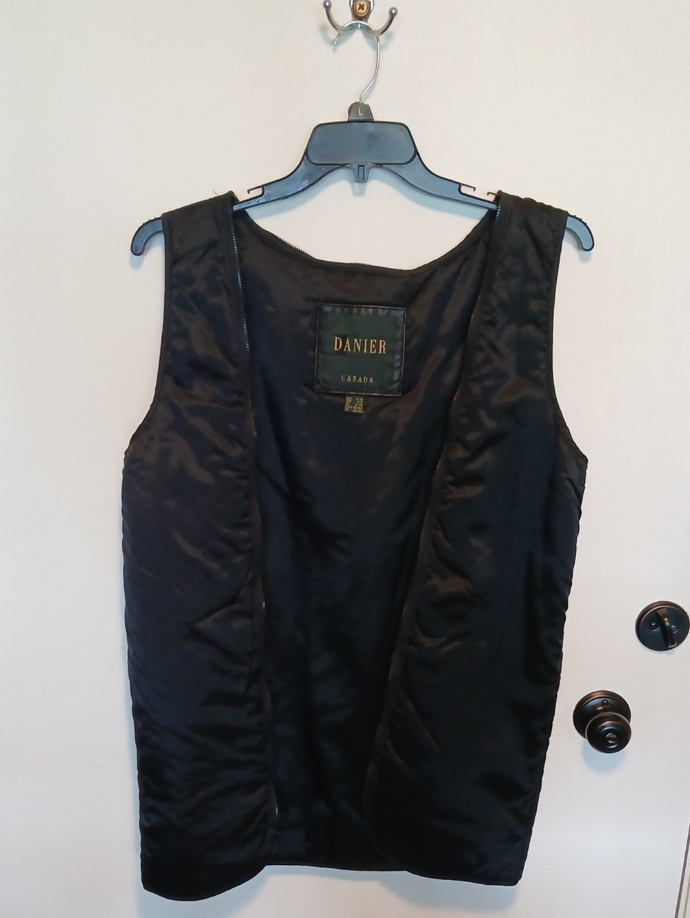 Danier Black Leather Double Breasted Trench Coat With Satin Liner And Belt